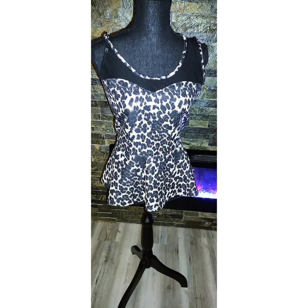 Animal Print Stretchy Top with Peplum Size XL